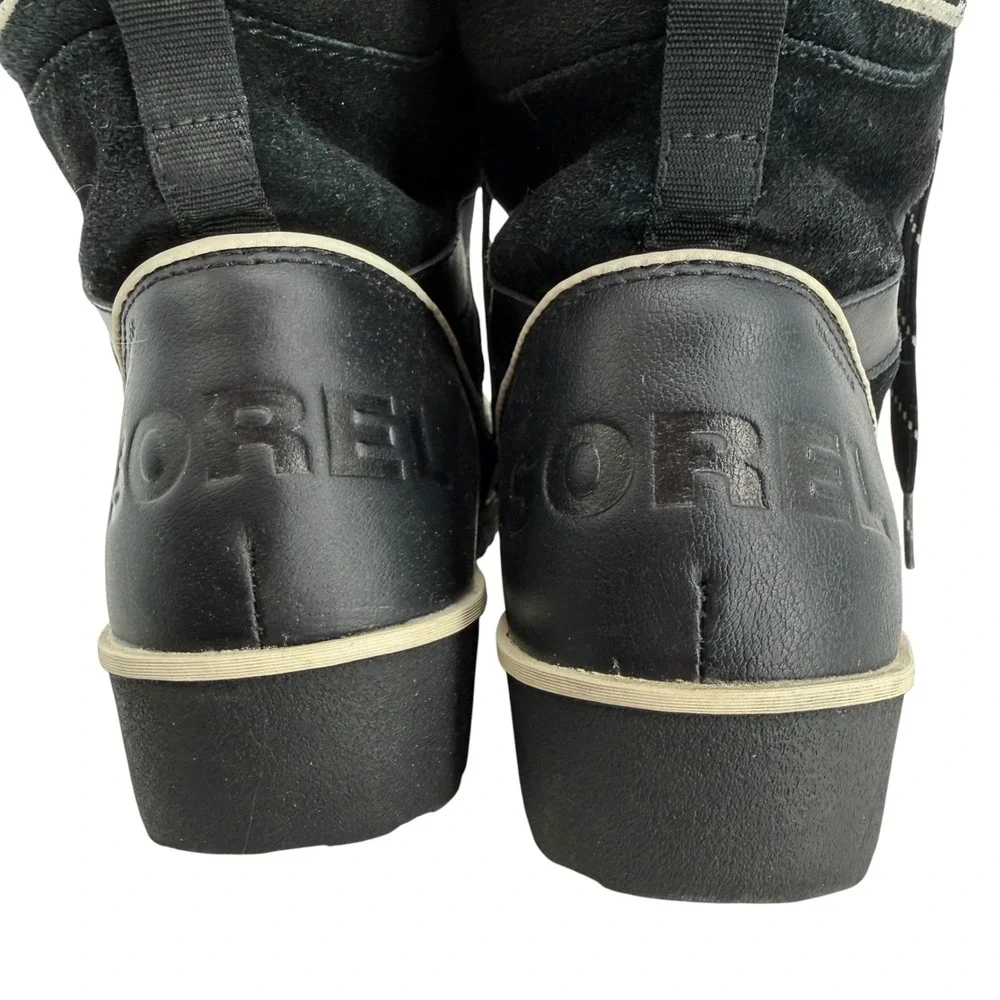 Sorel Tivolli Waterproof Snow Boots Women 6  Black Suede Faux Fur Warm Winter